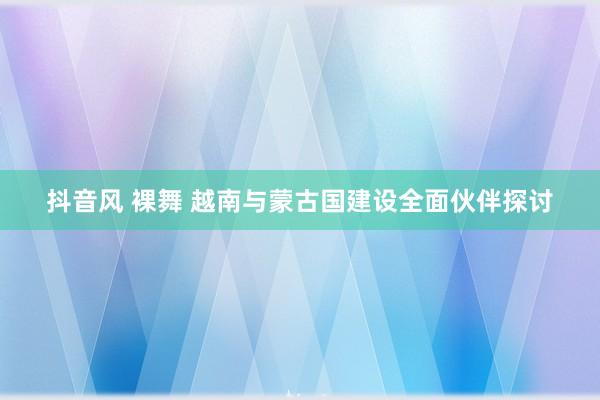 抖音风 裸舞 越南与蒙古国建设全面伙伴探讨